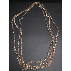 Vintage Coro Triple Chain Faux Pearl Necklace Gold Tone MCM Classic Elegant
